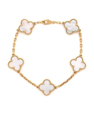 Vintage Alhambra 5 Motifs Mother-of-Pearl Bracelet in 18k Yellow Gold