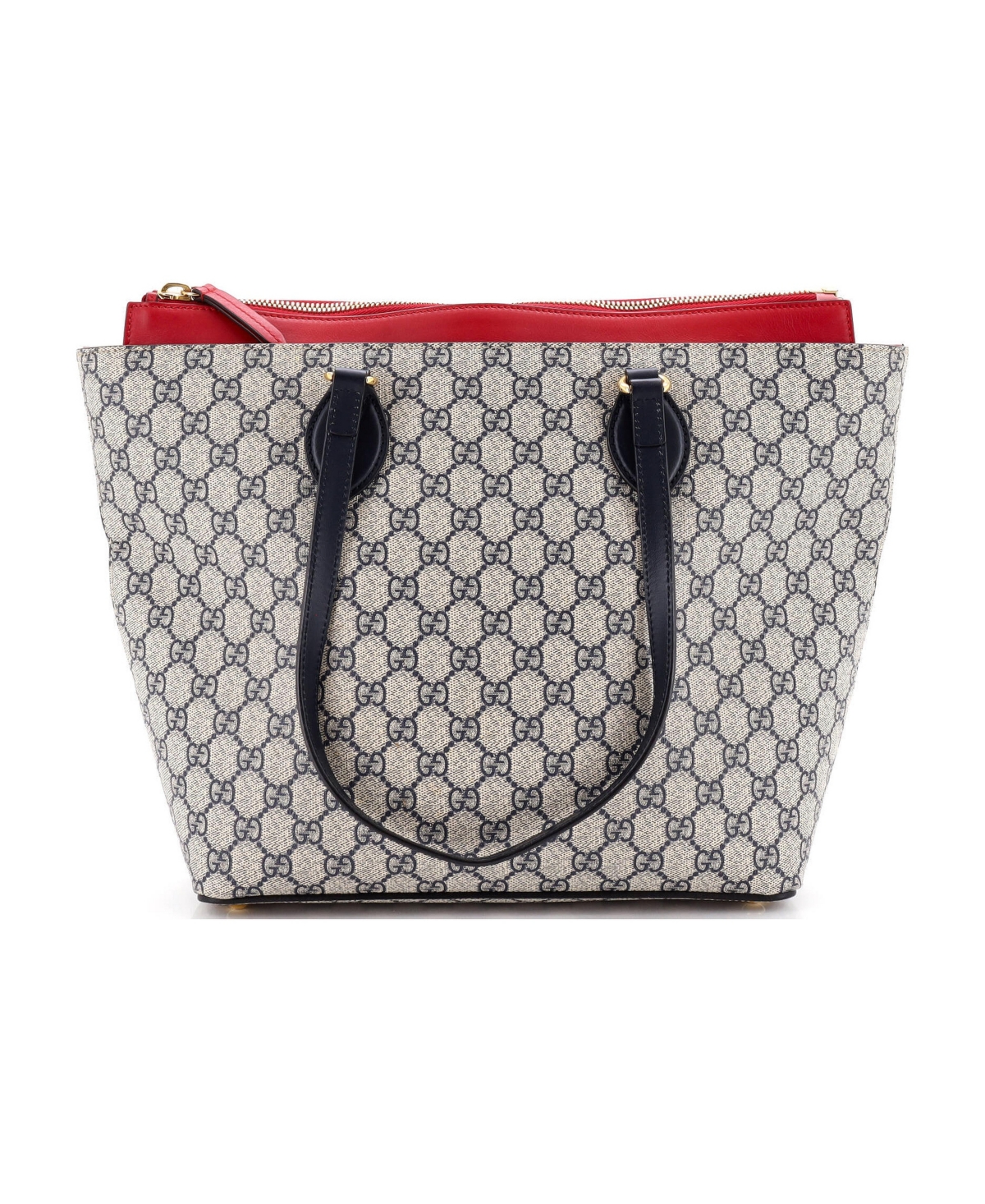 Pre-Owned Gucci Medium Linea A Zip Tote Gg Coated Canvas and Leather - Blue