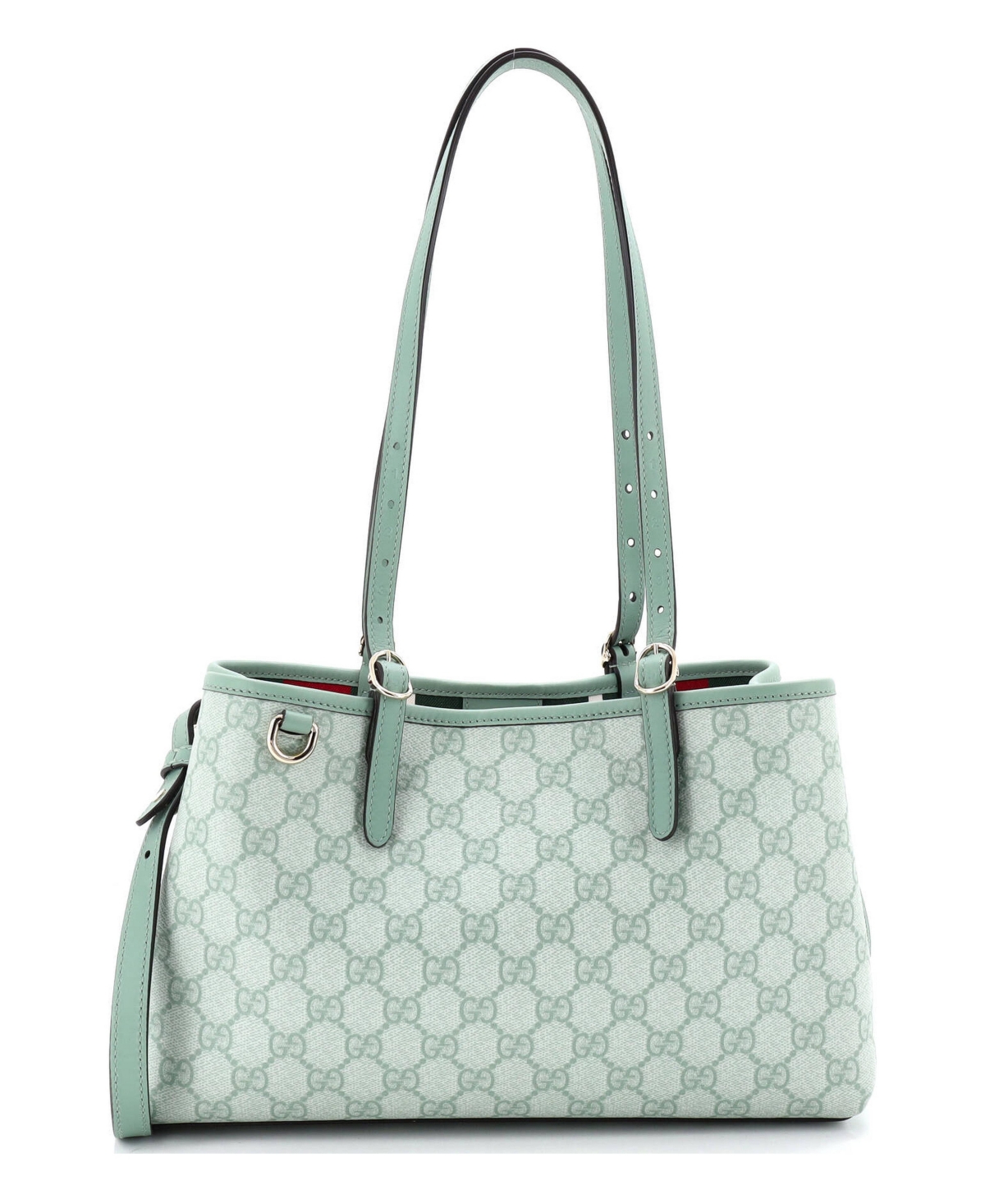Pre-Owned Gucci Small Emblem Tote Gg Coated Canvas - Green