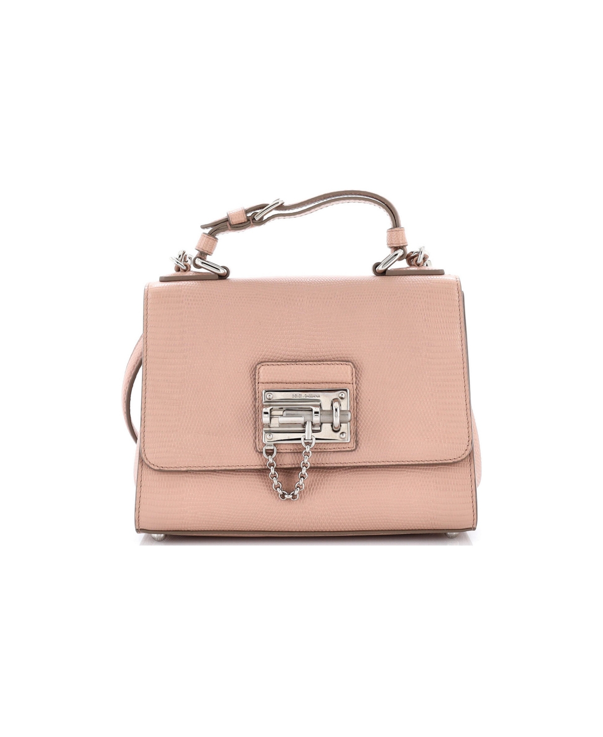 Pre-Owned Dolce and Gabbana Small Monica Top Handle Flap Bag Embossed Leather - Pink