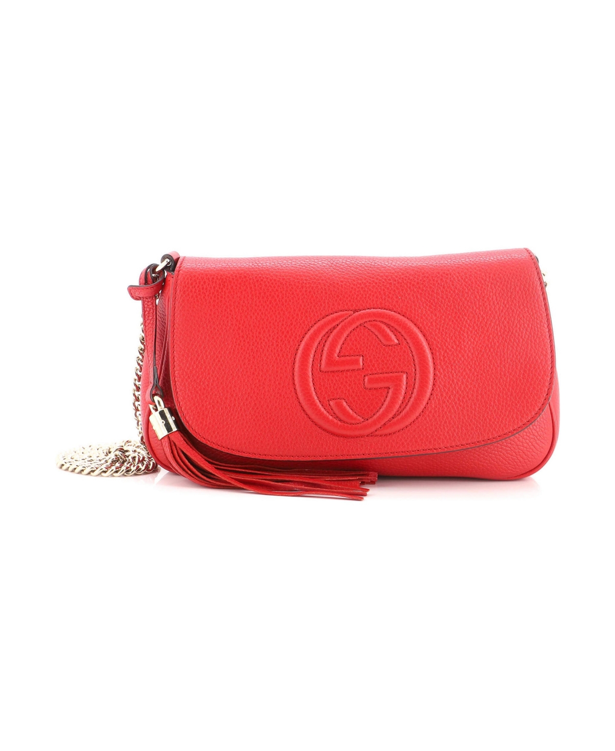 Pre-Owned Gucci Medium Soho Chain Crossbody Bag Leather - Red