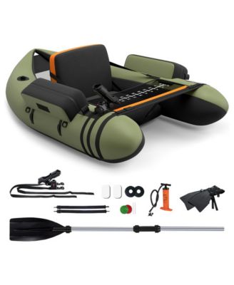 Inflatable Fishing Float Tube with Pump Storage Pockets and Fish Ruler, for Indoor or Outdoor Sports Training and Recreation