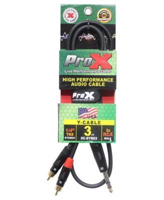 XC-SYR03 1/4" TRS Stereo to Dual RCA Unbalanced Audio Cable 3 ft.