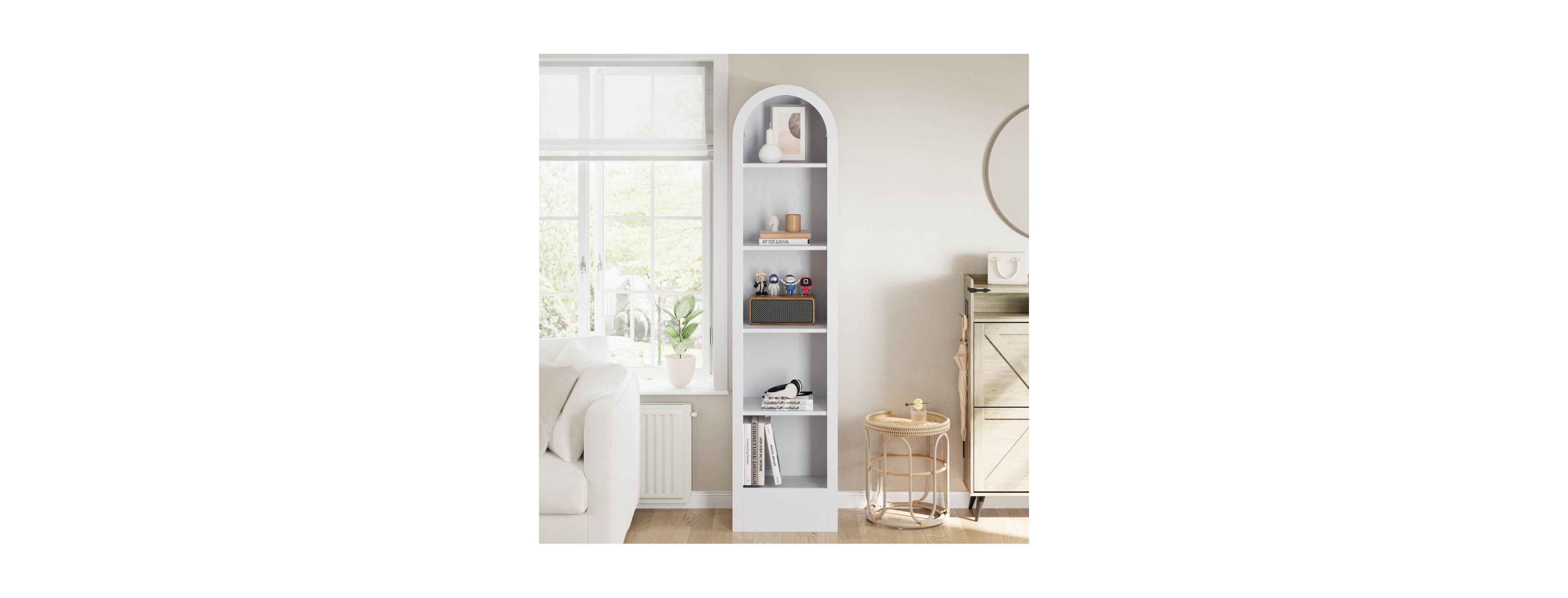 Streamdale Furniture 67" Arched 5-Tier Bookcase and Display Shelf