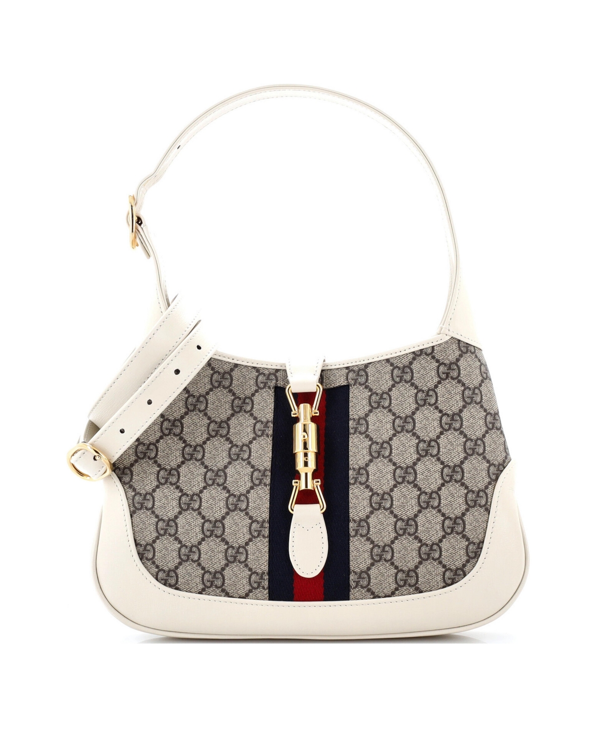 Pre-Owned Gucci Small Jackie 1961 Hobo Gg Coated Canvas - White