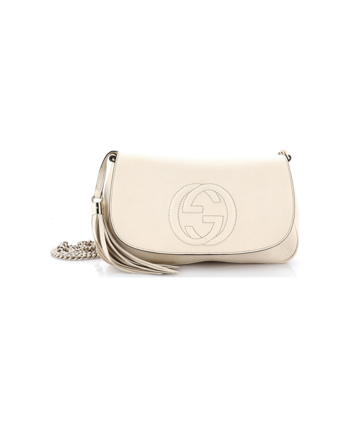 Pre-Owned Gucci Medium Soho Chain Crossbody Bag Leather - White