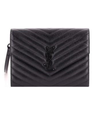 Classic Monogram Envelope Wristlet Clutch Matelasse Chevron Leather