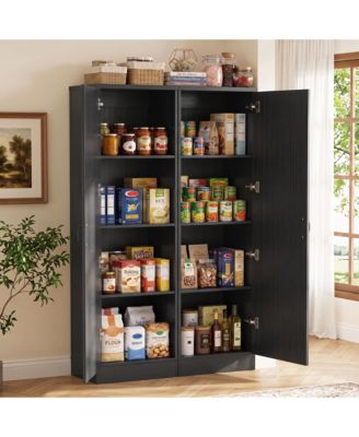 Kitchen Sotrage Cabinet Set of 2, Pantry Cabinet with Adjustable Shelves