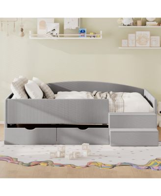  Full Size Upholstered Daybed Frame with 2 Storage Drawers