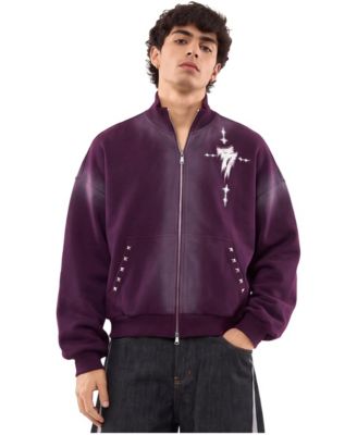 Men's Washed Gradient Graphic Boxy Bomber Jacket