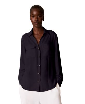 Women's Y-Neck Button-Front Shirt