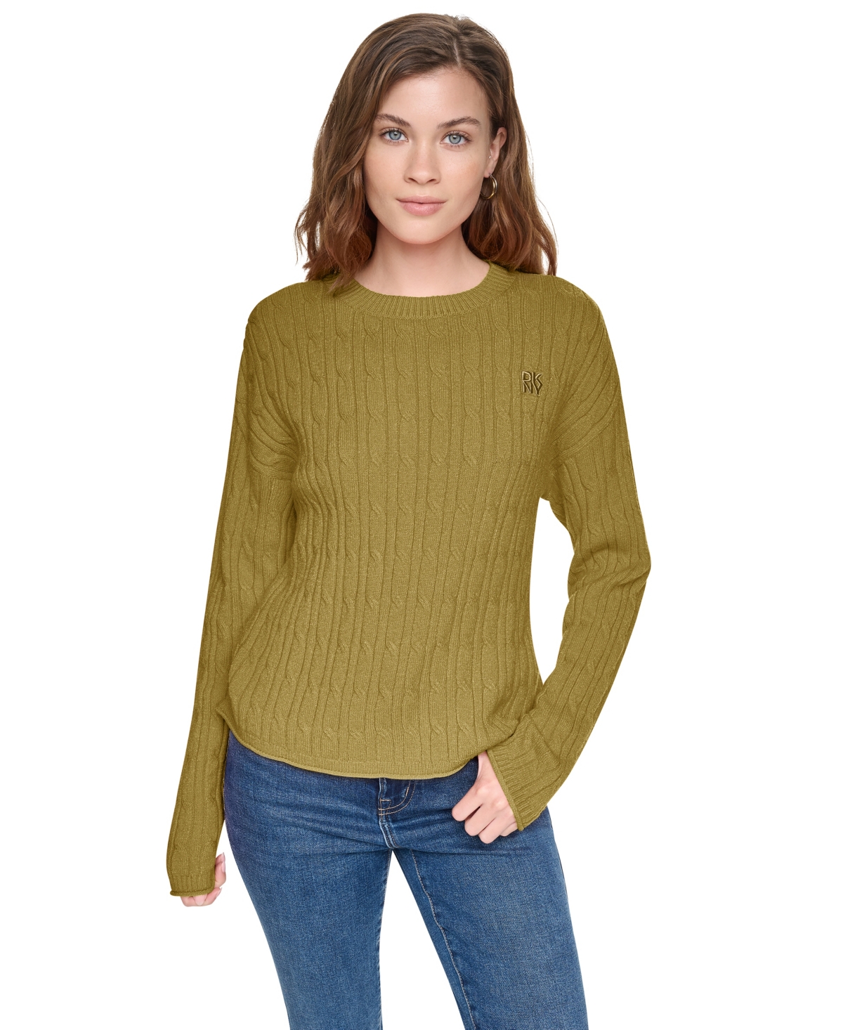 DKNY Women's Cable Knit Sweater in Crocodile Size Small