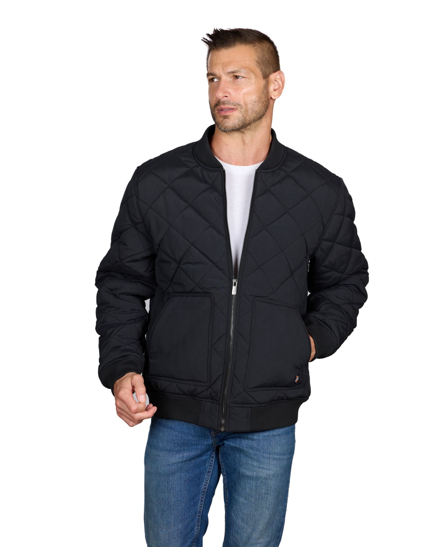 Мужская куртка Dickies Diamond Quilted Regular-Fit Bomber, цвет: Чёрный — фото 1