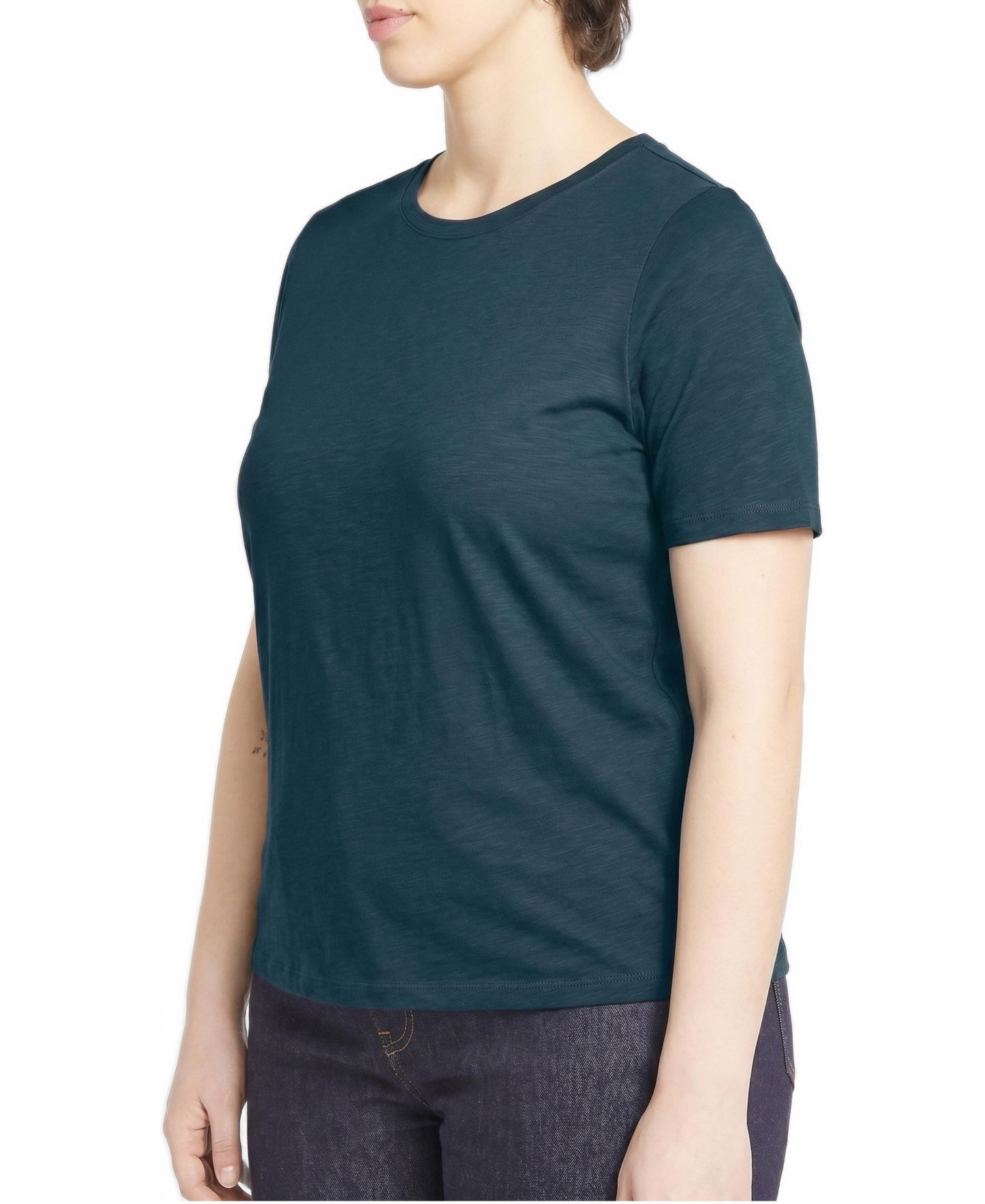 Женская футболка Universal Standard Plus Size Tee Rex Semi-Sheer Crewneck Curved Hem, цвет: Глубокий морской — фото 2