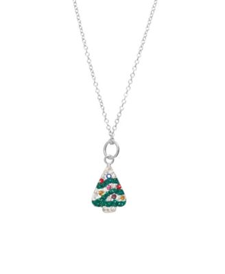Crystal Christmas Tree Pendant Necklace (0.30 ct. t.w.) in Sterling Silver
