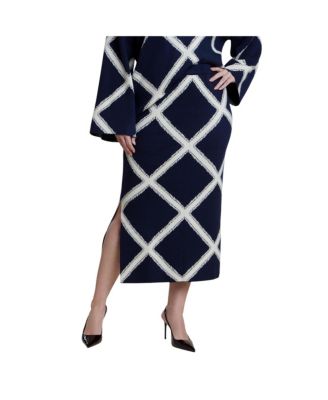 Plus Size High-Waisted Midi Intarsia Sweater Skirt