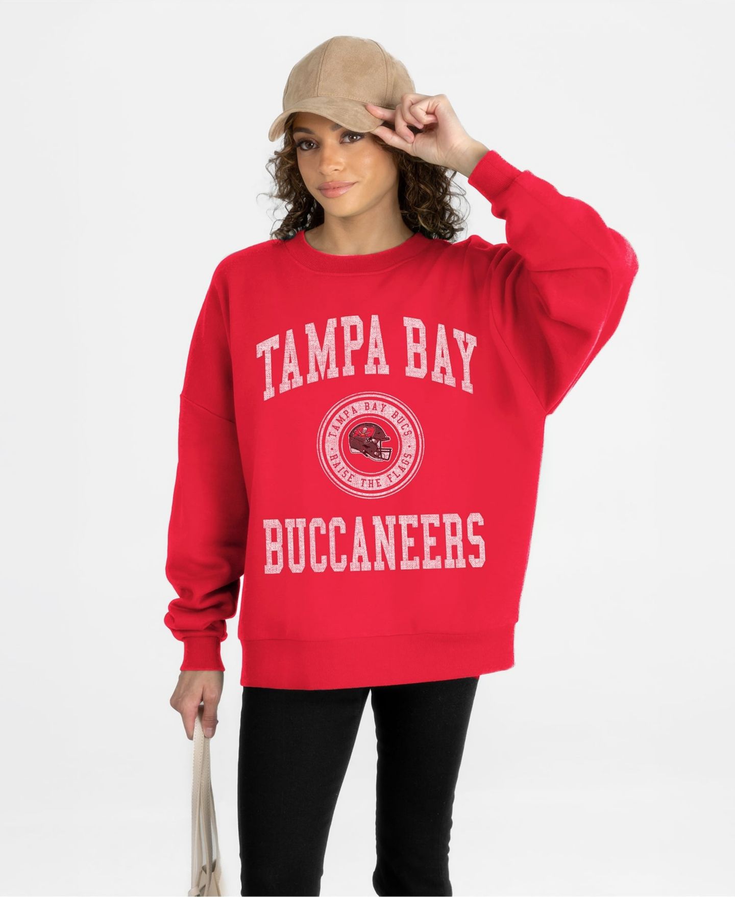 Женская толстовка Gameday Couture Red Tampa Bay Buccaneers Prime Play Oversized Premium Drop Shoulder — фото 1