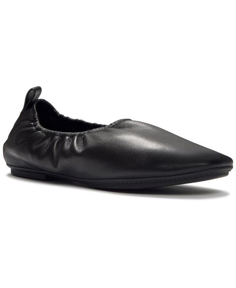 Женские балетки FitFlop Delicato Poise Round Toe Dynamicush Leather Ballerina, цвет: Чёрный