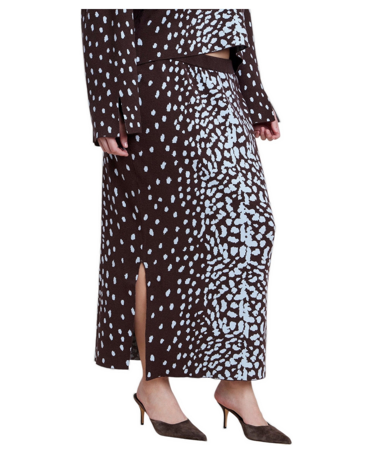 Eloquii Plus Size Intarsia High-Waisted Side Slit Sweater Skirt - Dear deer