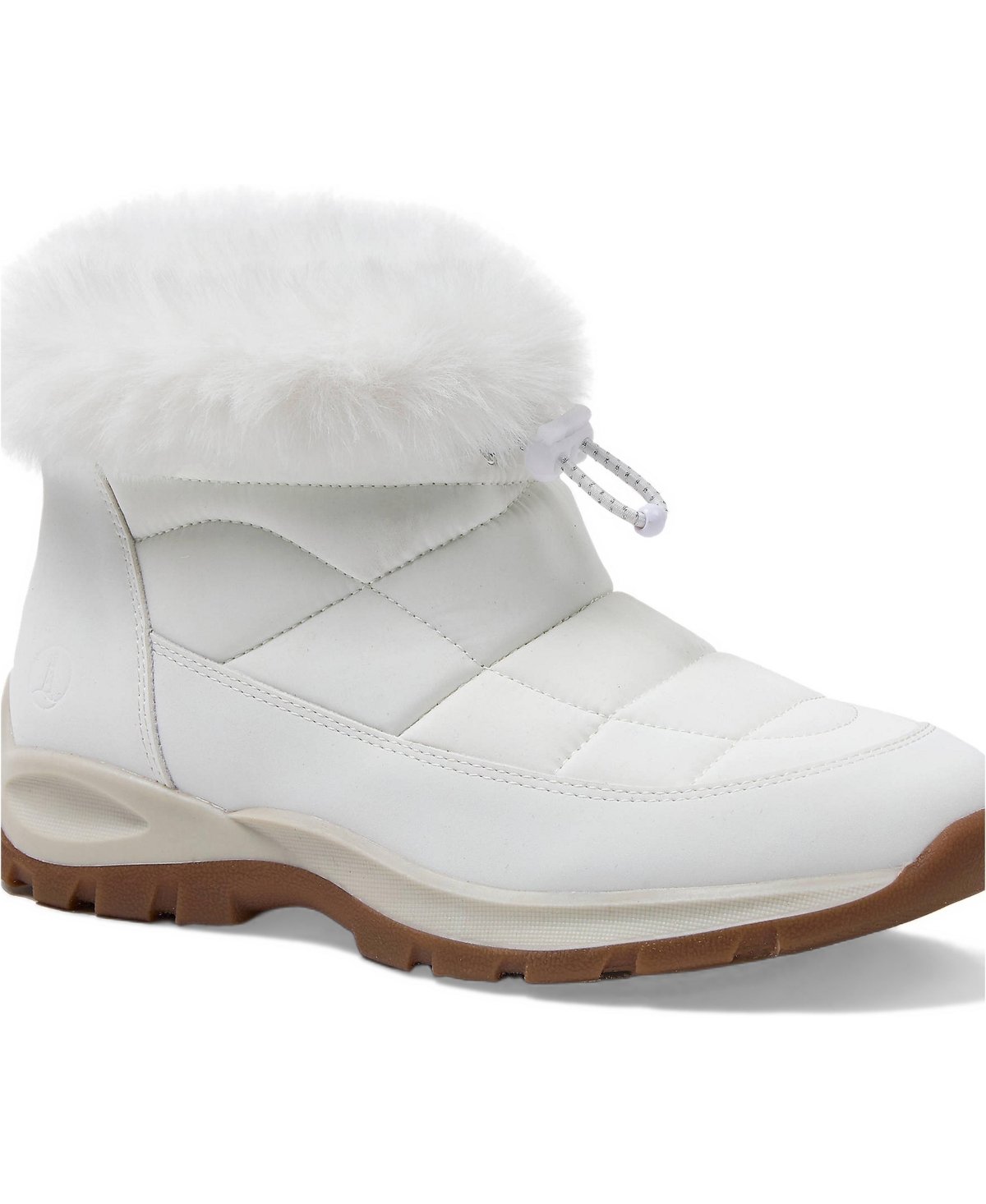 Lands' End Women's Any Weather Quilted Faux Fur Collar Winter Puffer Boots - White