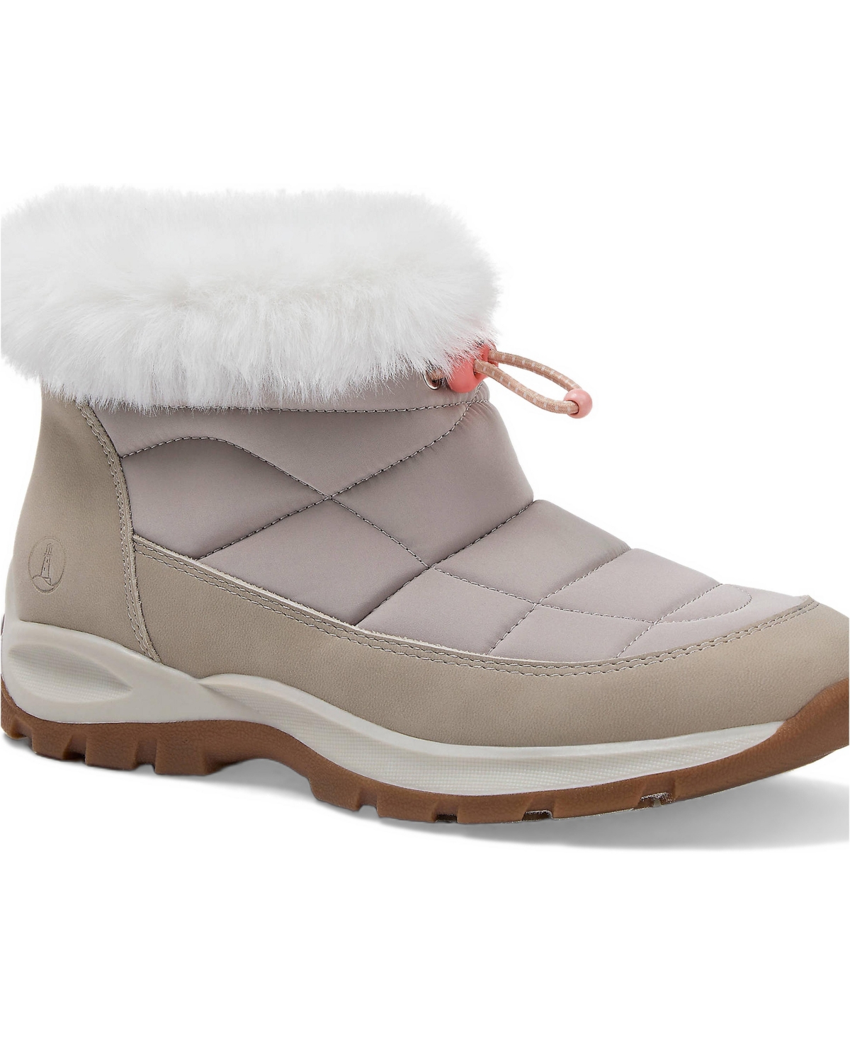 Lands' End Women's Any Weather Quilted Faux Fur Collar Winter Puffer Boots - Gray