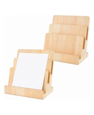 2 Piece 3 Tier Pine Wood Brochure Display Stand Holder