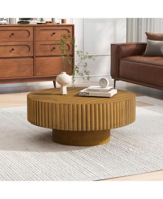 31.5" Fluted Drum Wood Coffee Table