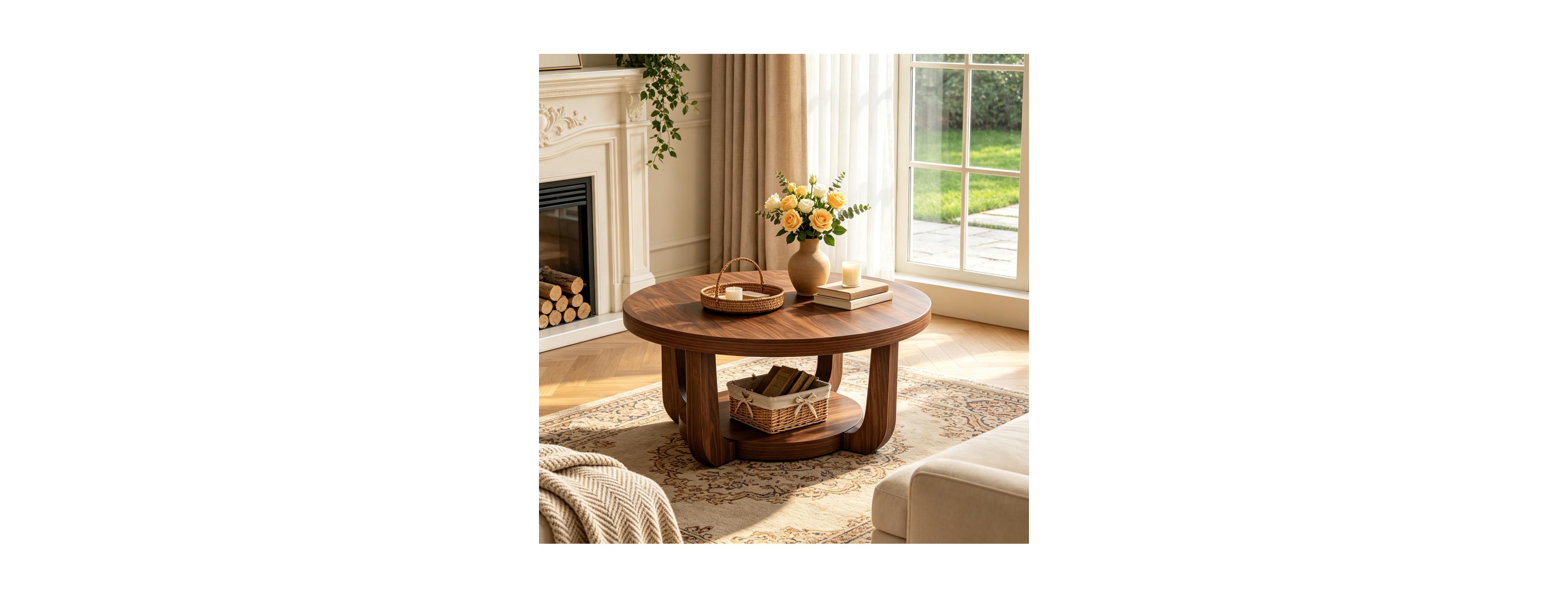 Streamdale Furniture Round 2-Tier Coffee Table with Storage