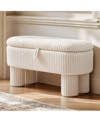 Streamdale Modern Corduroy Storage Ottoman Bench