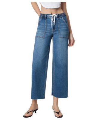 Women's Enviably High-Rise Drawstring Wide-Leg Jeans