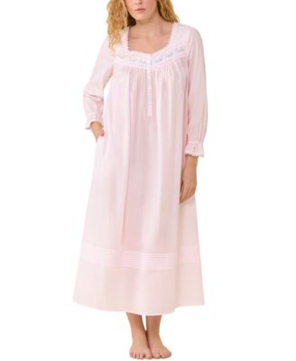 Women's Cotton Long-Sleeve Sweetheart Nightgown with Ruffled Cuff