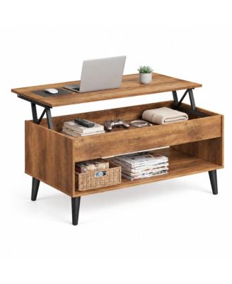 39.4 in Lift Top Coffee Table with Hidden Storage and 220 lb Capacity