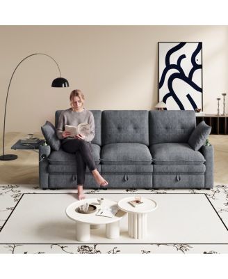 89-Inch Cloud Sofa with Storage, USB Ports and Hidden Tabletop Sofas