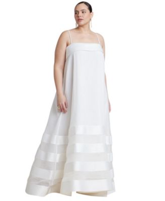 Plus Size Trapeze Organza Square Neck Gown
