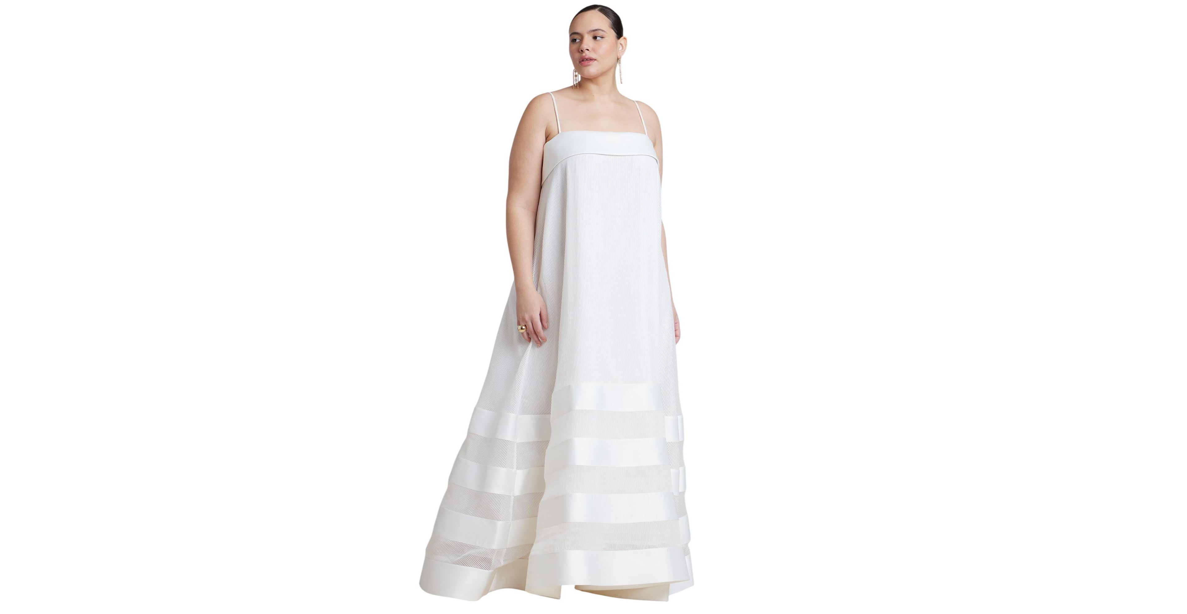 Eloquii Plus Size Trapeze Organza Square Neck Gown
