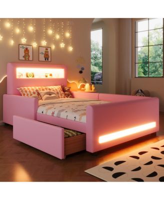 Streamdale Furniture Twin Size upholstered platform bed with drawer ...