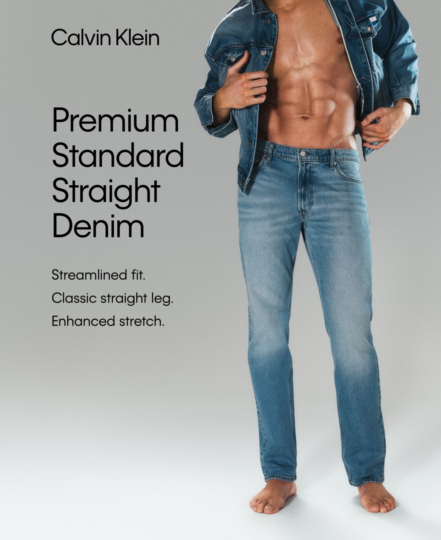 Мужские джинсы Calvin Klein Straight-Fit Stretch Denim Jeans, цвет: Выбеленный — фото 5