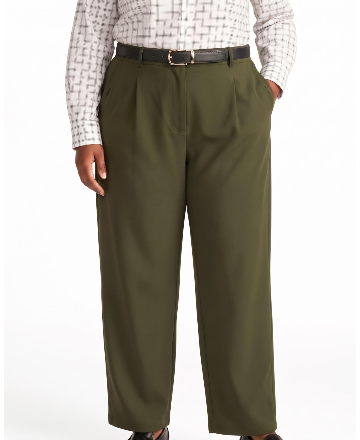 Universal Standard Plus Size Audrey High-Rise Relaxed-Fit Tapered-Leg Ponte Pants - Kombu green