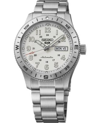 Men's Seiko 5 Sports Silver-Tone Stainless Steel Bracelet Watch 41mm