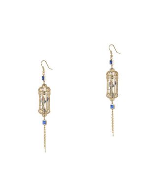 Crystal Gold-Plated Birdcage Drop Earrings