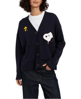 Women's Snoopy Peek Pocket Wool-Cashmere Blend Cardigan