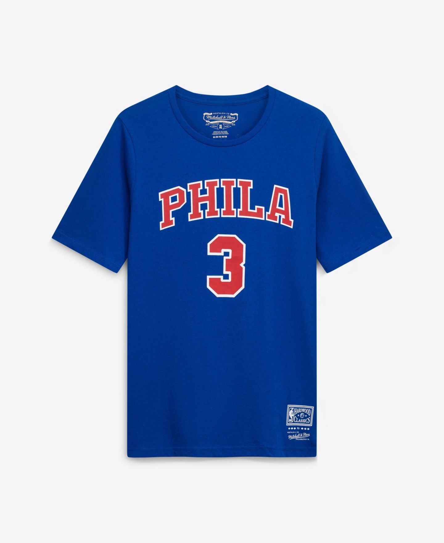 Детская футболка Mitchell & Ness Allen Iverson Royal Philadelphia 76ers Hardwood Classics Name & Number — фото 2