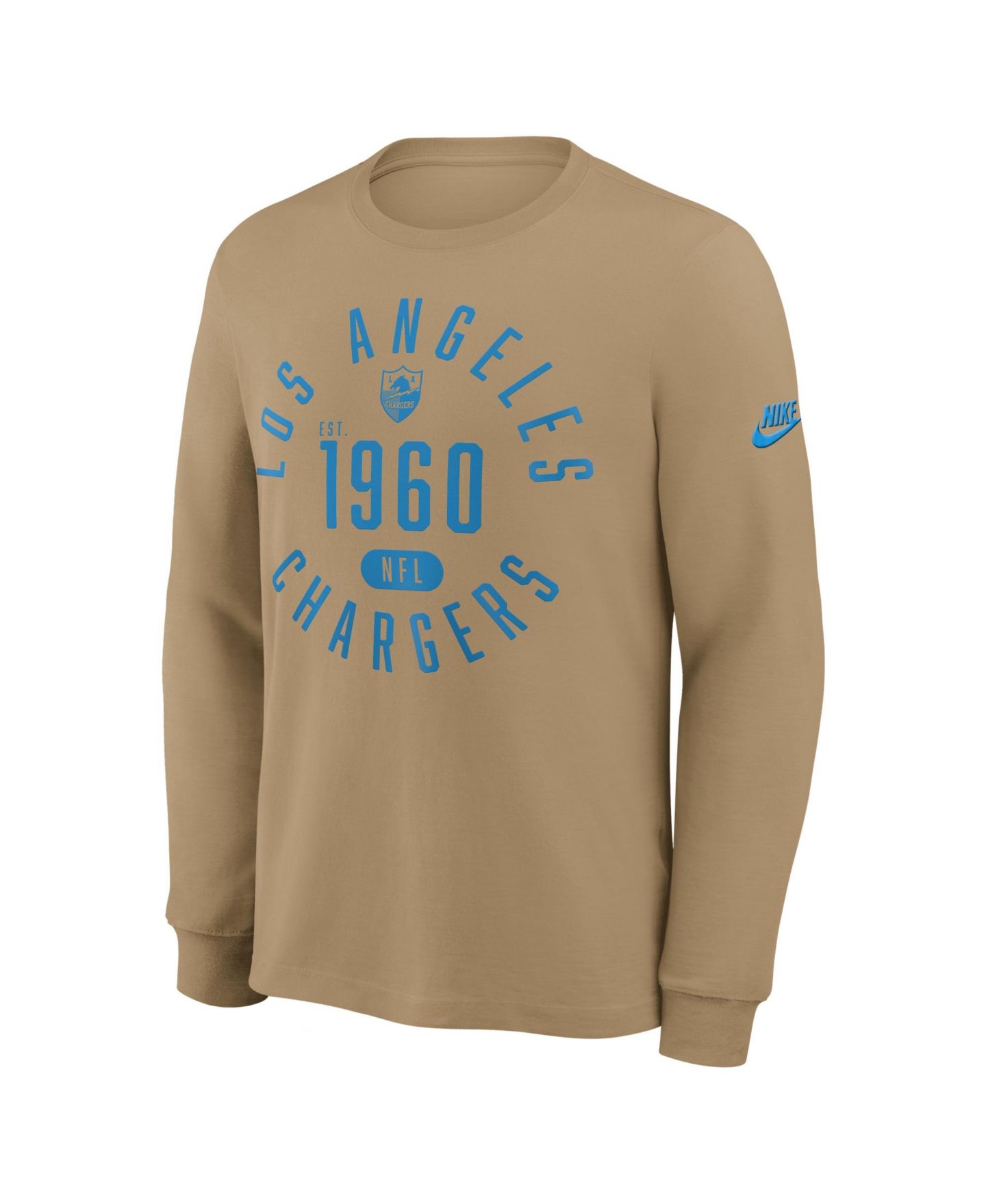 Мужская футболка Nike Tan Los Angeles Chargers Blitz Package Rewind Slub Dri-FIT Long-Sleeve — фото 2