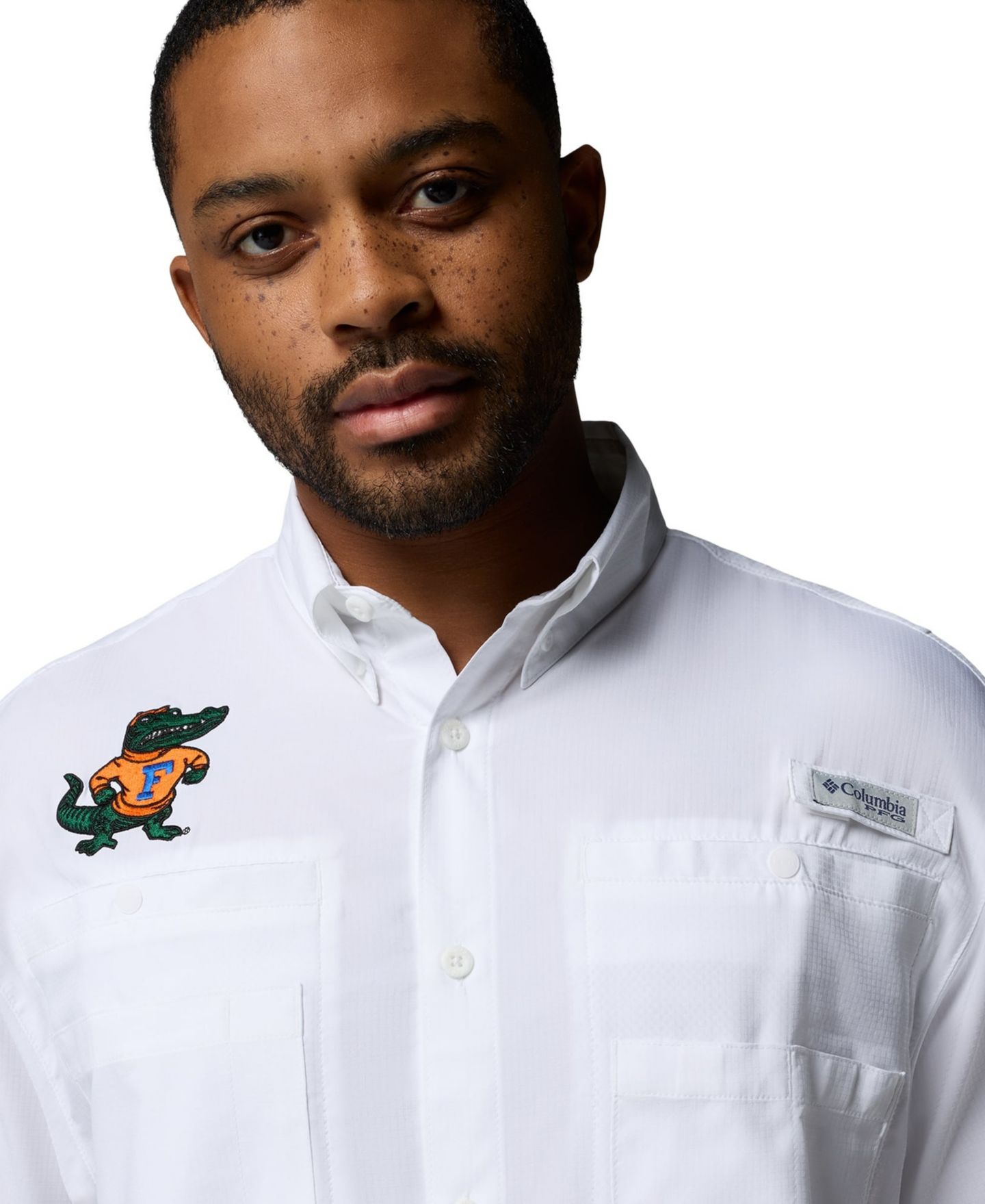 Мужская рубашка Columbia White Florida Gators Tamiami Omni-Shade Button-Down — фото 3