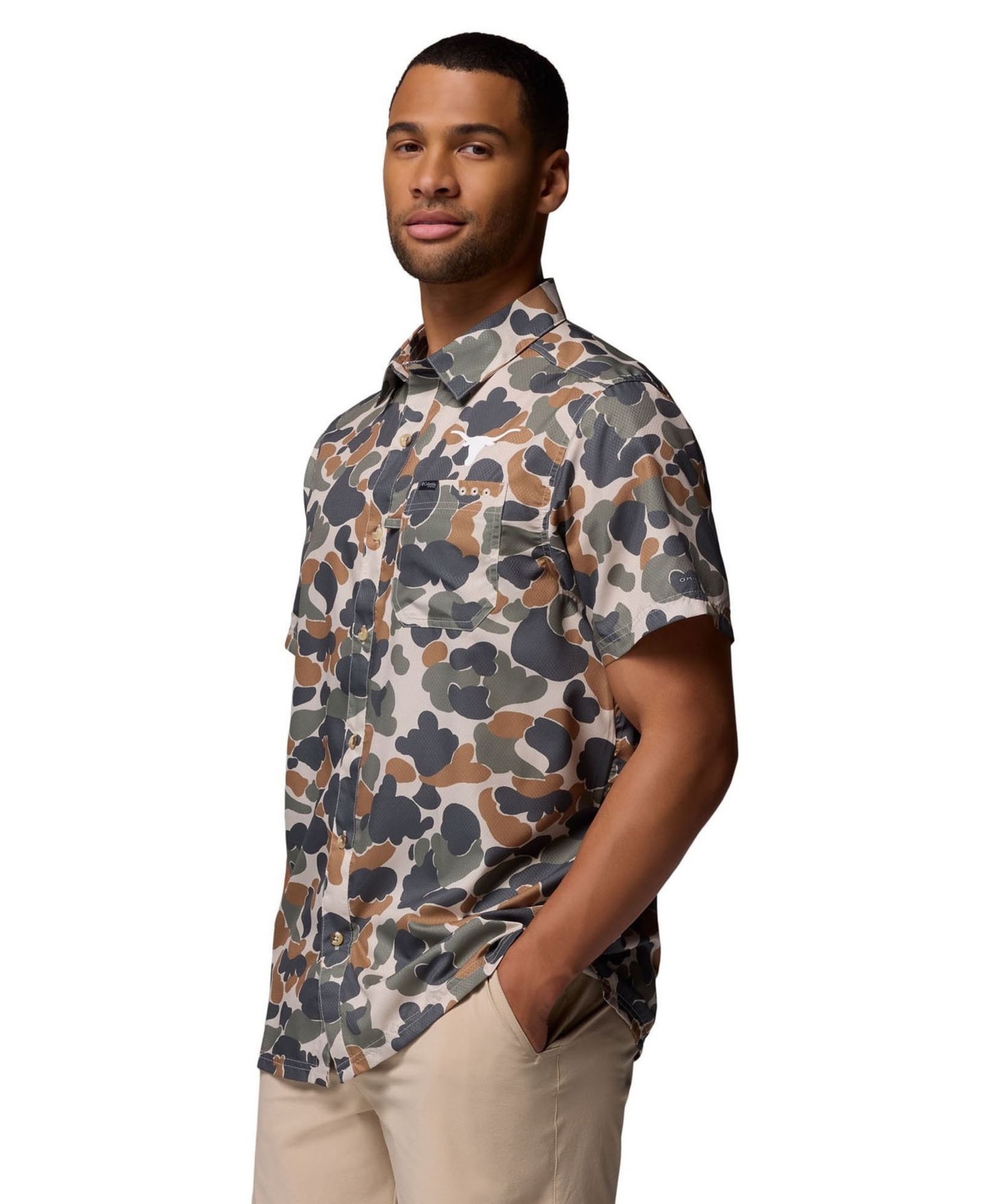 Мужская рубашка Columbia Camo Texas Longhorns Super Slack Tide Omni-Wick Button-Up — фото 2