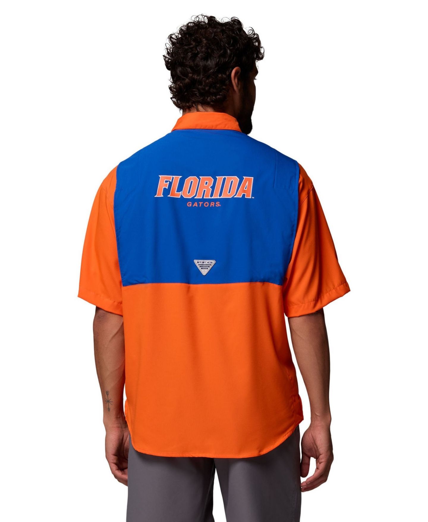 Мужская рубашка Columbia Orange Florida Gators Tamiami Colorblock Omni-Shade Button-Down — фото 2