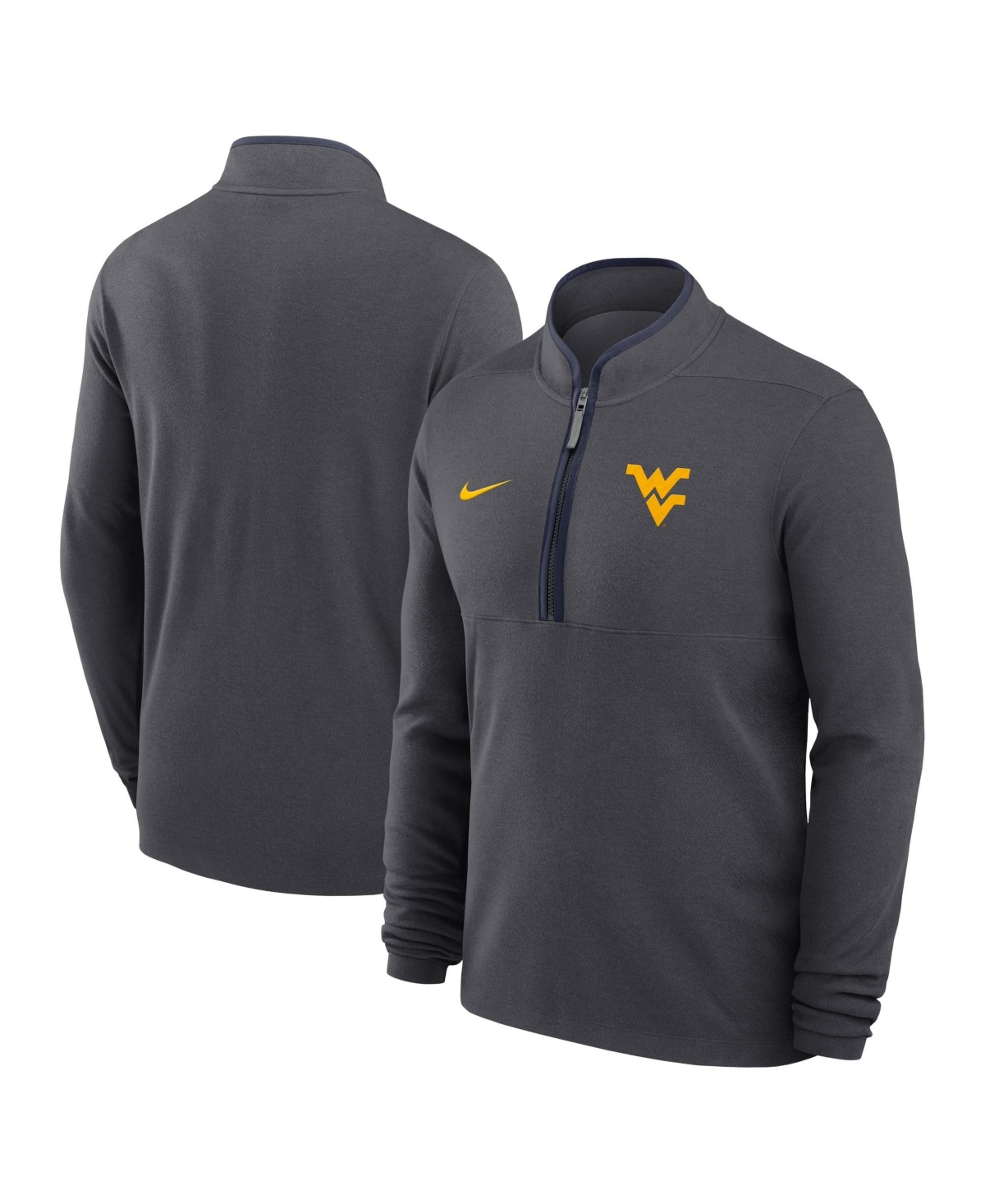 Nike Men's Anthracite West Virginia Mountaineers Courtside Victory Dri-fit Half-Zip Pullover - Anthracite, Navy
