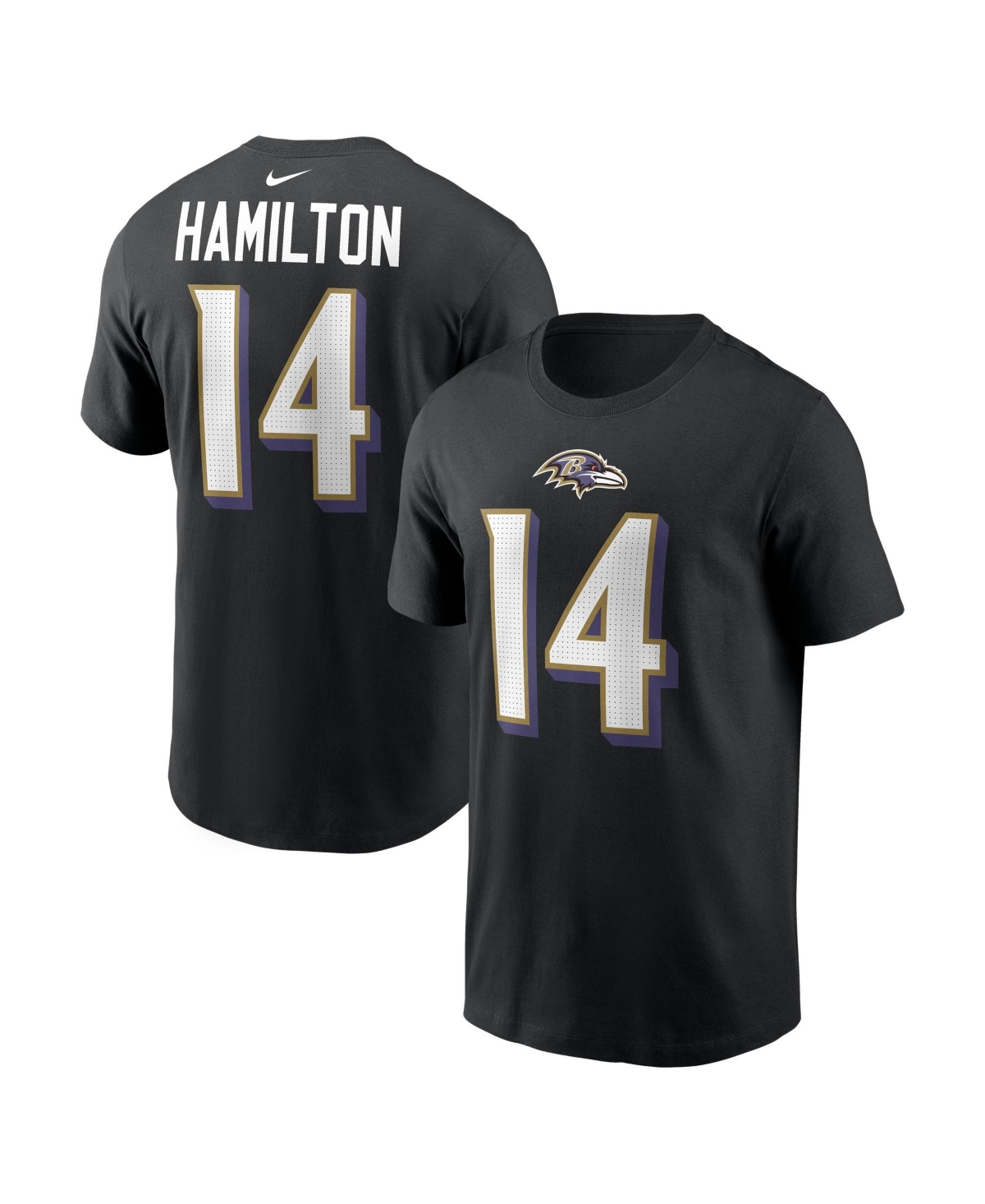 Nike Men's Kyle Hamilton Black Baltimore Ravens Name & Number T-Shirt - Black
