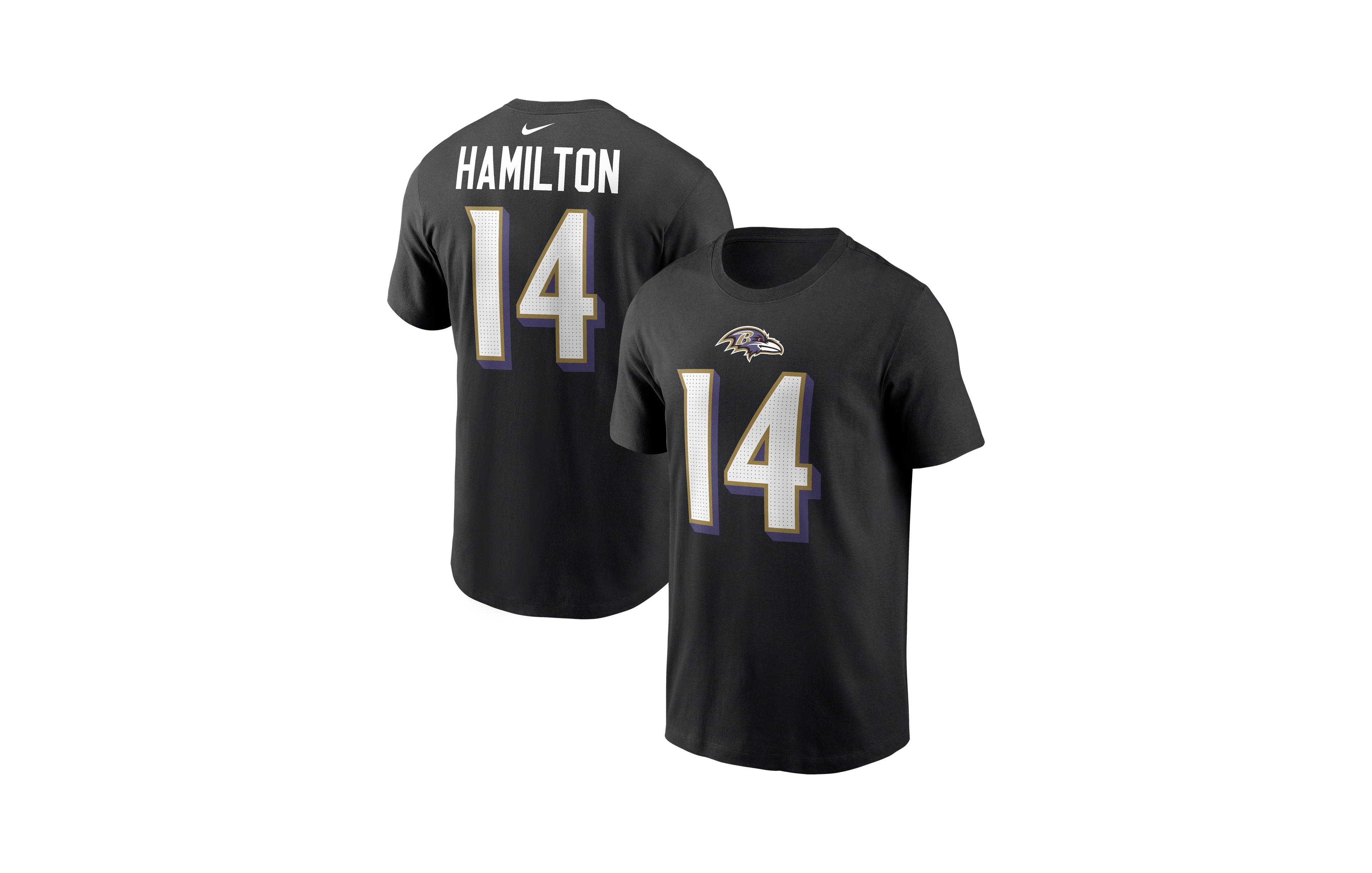 Nike Men's Kyle Hamilton Black Baltimore Ravens Name & Number T-Shirt
