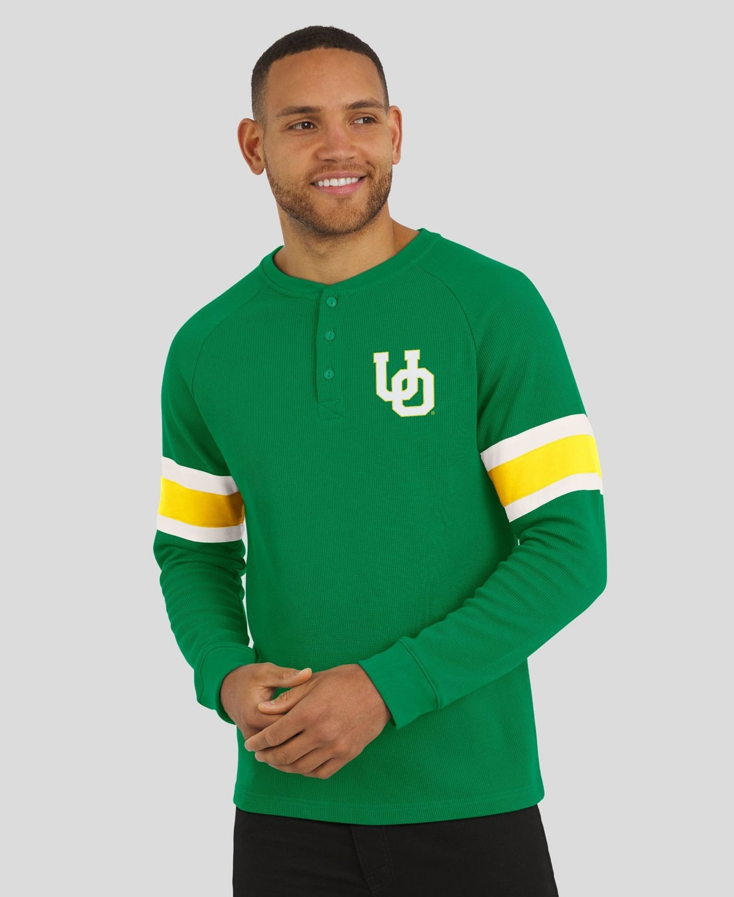Мужская футболка Darius Rucker Collection By Fanatics Green Oregon Ducks Waffle-Knit Raglan Long-Sleeve Henley — фото 6
